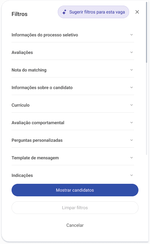 Categorias de filtros