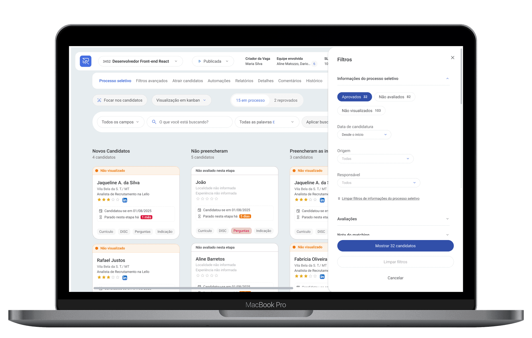 Screening Filters Interface